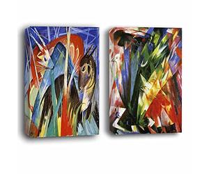 Icolorful 2 piezas Franz Marc Cuadros Modernos Impresión Lienzo Pared Arte Póster de Decoración de Pared Para Sala de Estar Imagen de Decoración (90x108 cm (35x42 pulgadas), enmarcado)