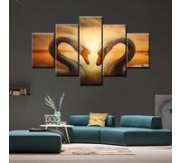 ICOMPY 5 piezas dos cisnes arte de la pared cartel lienzo impresión pintura abstracta modular animal decoración del hogar imagen 30x40-30x60-30x80cm sin marco