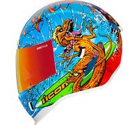 Icon Airform Dino Fury, casco integral M female Azul Claro/Naranja/Rojo