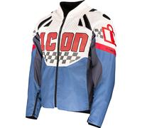 Icon Contra 3 Hero Chaqueta textil de motocicleta perforada, blanco-rojo-azul, tamaño 2XL para Hombres