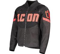 Icon Contra 3 Hero Chaqueta textil de motocicleta perforada, negro-gris-rojo, tamaño 2XL para Hombres