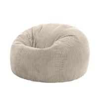 Icon Kingston Puff, Suaves y Cómodos Tela de Pana, Puff con Relleno Includio, Butaca Dormitorio, Butaca de Salon, Mueble Ideal para Salón y Dormitorio, Beige