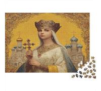 Icon of A Saint Wearing A Crown and Holding A Cross Rompecabezas para Adultos || De Diversión Familiar 1000pcs (75x50cm)