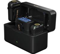 iCON Pro Audio AirMic Pro (2 TX + 1 RX + funda de carga), micrófono Lavalier inalámbrico, alcance de 250 m, batería de 24 horas, cancelación de ruido, para PC, iPhone, Android, entrevistas, vlogs