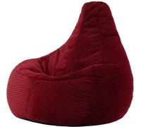 Icon Puf con respaldo inclinado de pana rojo burdeo
