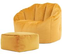 Icon Puf sillón con reposapiés de terciopelo amarillo ocre