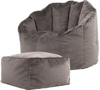 Icon Puf sillón con reposapiés de terciopelo gris antracita