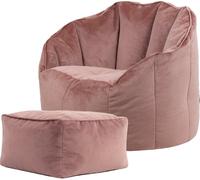 Icon Puf sillón con reposapiés de terciopelo rosa amanecer
