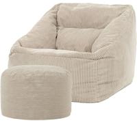 Icon Puf sillón con reposapiés redondo de pana beige