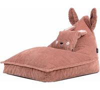 Icon Puf sillón infantil de pana con cojín, conejo rosa