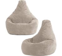 Icon Set de 2 pufs infantil reclinable de pana beige