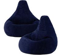 Icon Set de 2 pufs reclinable en respaldo alto y pana azul marino