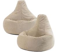 Icon Set de 2 pufs reclinable en respaldo alto y pana beige