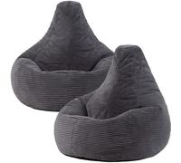 Icon Set de 2 pufs reclinable en respaldo alto y pana gris antracita