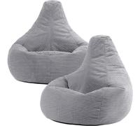 Icon Set de 2 pufs reclinable en respaldo alto y pana gris claro