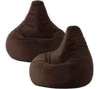 Icon Set de 2 pufs reclinable en respaldo alto y pana marrón chocolate