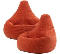 Icon Set de 2 pufs reclinable en respaldo alto y pana naranja terracota