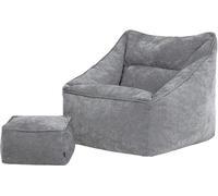 Icon Sillón puf y reposapiés cuadrado de chenilla texturada gris