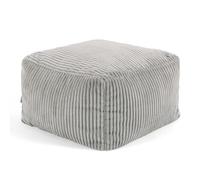 Icon Theo Puff Reposapies, Suaves y Cómodos Tela de Pana, Escabel con Relleno, Puff Salon, Taburete, Reposapies Salon, Mueble Dormitorio, Gris