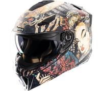 Icon Threshold Odokuro, casco modular XS male Negro/Beige/Rojo