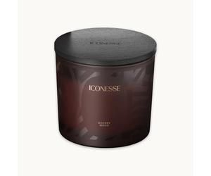 ICONESSE Vela aromática de madera de cerezo en tarro - 1 mecha de algodón, vela de cera de soja de 150 g, 26 horas de combustión, aroma de otoño vegano, ideal como regalo y para un hogar acogedor