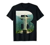 Iconic Brasil Paisaje Cristo Redentor Letra B Camiseta