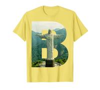 Iconic Brasil Paisaje Cristo Redentor Letra B Camiseta
