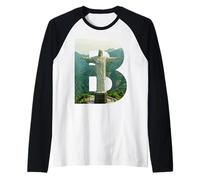 Iconic Brasil Paisaje Cristo Redentor Letra B Camiseta Manga Raglan