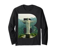 Iconic Brasil Paisaje Cristo Redentor Letra B Manga Larga