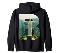 Iconic Brasil Paisaje Cristo Redentor Letra B Sudadera con Capucha