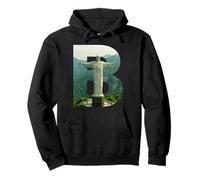 Iconic Brasil Paisaje Cristo Redentor Letra B Sudadera con Capucha