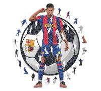 Iconic Puzzles - Barcelona, Marcus Rashford, Rompecabezas de Madera con Licencia Oficial, 100% Sostenible, Regalo para Adultos y Niños, Talla S, 150 Piezas