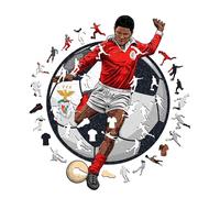 Iconic Puzzles - Benfica, Eusebio, Rompecabezas de Madera con Licencia Oficial, 100% sostenible, Regalo para Adultos y niños, Talla S, 150 Piezas