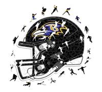 Iconic Puzzles - Casco Baltimore Ravens, Rompecabezas de Madera con Licencia Oficial de la NFL, 100% sostenible, Regalo para Adultos y niños, Talla S, 150 Piezas