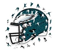 Iconic Puzzles - Casco Philadelphia Eagles, Rompecabezas de Madera con Licencia Oficial de la NFL, 100% sostenible, Regalo para Adultos y niños, Talla S, 150 Piezas