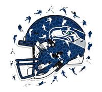 Iconic Puzzles - Casco Seattle Seahawks, Rompecabezas de Madera con Licencia Oficial de la NFL, 100% sostenible, Regalo para Adultos y niños, Talla L, 500 Piezas