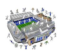 Iconic Puzzles - Chelsea Stamford Bridge, Rompecabezas de Madera con Licencia Oficial, 100% sostenible, Regalo para Adultos y niños, Talla M, 270 Piezas