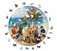 Iconic Puzzles - Gatitos a la Orilla del mar, Animales de fantasía, Puzzle de Madera 100% Sostenible, Regalos para Niños y Adultos, Talla L, 600 Piezas