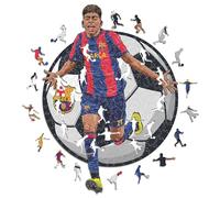 Iconic Puzzles - Lamine Yamal, Barcelona, Producto Oficial, Puzzles de Madera para Adultos y Niños, Madera 100% Sostenible, Tamaño M 270 Piezas