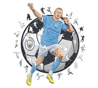 Iconic Puzzles - Manchester City, Erling Haaland, Rompecabezas de Madera con Licencia Oficial, 100% sostenible, Regalo para Adultos y niños, Talla S, 150 Piezas