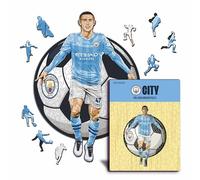 Iconic Puzzles - Manchester City, Phil Foden, Rompecabezas de Madera con Licencia Oficial, 100% Sostenible, Regalo para Adultos y Niños, Talla S, 150 Piezas