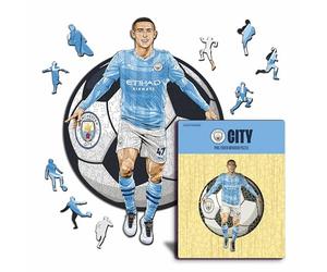 Iconic Puzzles - Manchester City, Phil Foden, Rompecabezas de Madera con Licencia Oficial, 100% Sostenible, Regalo para Adultos y Niños, Talla M, 270 Piezas