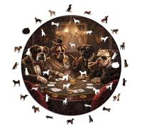 Iconic Puzzles- Perros Fantasy Puzzle de Madera, Multicolor, M, 350 PCs (24CANPOKERM)