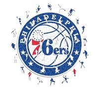 Iconic Puzzles - Philadelphia 76ers, Logo, Puzzle de Madera con Licencia Oficial de la NBA, 100% Sostenible, Talla L, 500 Piezas