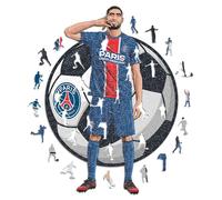 Iconic Puzzles - PSG, Achraf Hakimi, Rompecabezas de Madera con Licencia Oficial, 100% Sostenible, Regalo para Adultos y Niños, Talla M, 270 Piezas