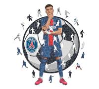Iconic Puzzles - PSG, Désiré Doué, Rompecabezas de Madera con Licencia Oficial, 100% Sostenible, Regalo para Adultos y Niños, Talla S, 150 Piezas