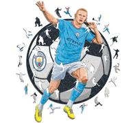 Iconic Puzzles - Manchester City, Erling Haaland, Rompecabezas de Madera con Licencia Oficial, 100% sostenible, Regalo para Adultos y niños, Talla S, 150 Piezas