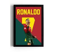 Icónica impresión artística enmarcada A5 de Cristiano Ronaldo - Número 7, camiseta del equipo de Portugal Multi