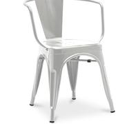 Iconik Interior Industrial Style Silla de comedor con reposabrazos, diseño industrial, acero - Nueva edición - Stylix acero