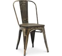 Iconik Interior Industrial Style Silla de comedor - Diseño Industrial - Acero y Madera - Nueva edición - Stylix Bronce Metálico